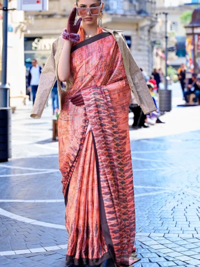 Exquisite Luxury Digital Print Satin Silk Saree: Elegance, Vibrancy, and Modern Artistic Flair