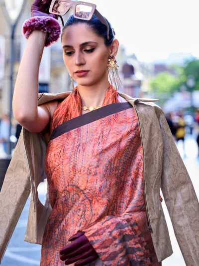 Exquisite Luxury Digital Print Satin Silk Saree: Elegance, Vibrancy, and Modern Artistic Flair