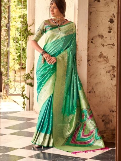 Green Emerald Enchantment: Exquisite Luxury Soft Silk Saree with Regal Accents