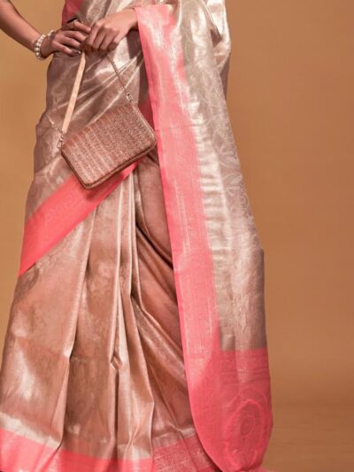 OFF PINK LUXURIOUS SILK SAREE