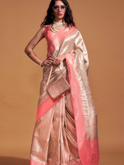 OFF PINK LUXURIOUS SILK SAREE