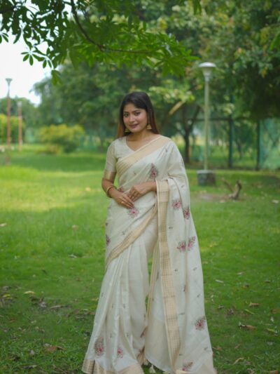 WHITE  ARRIVAL SILK SAREE